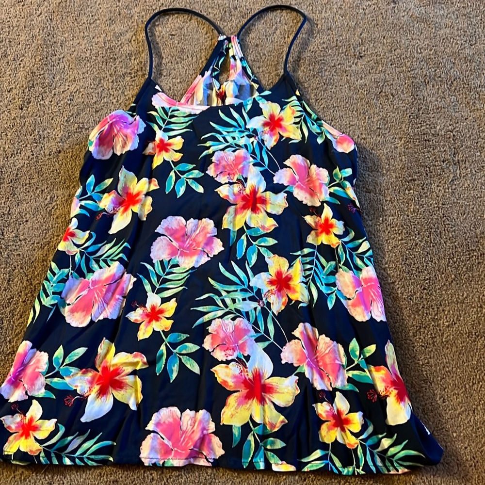 Blue floral tank top